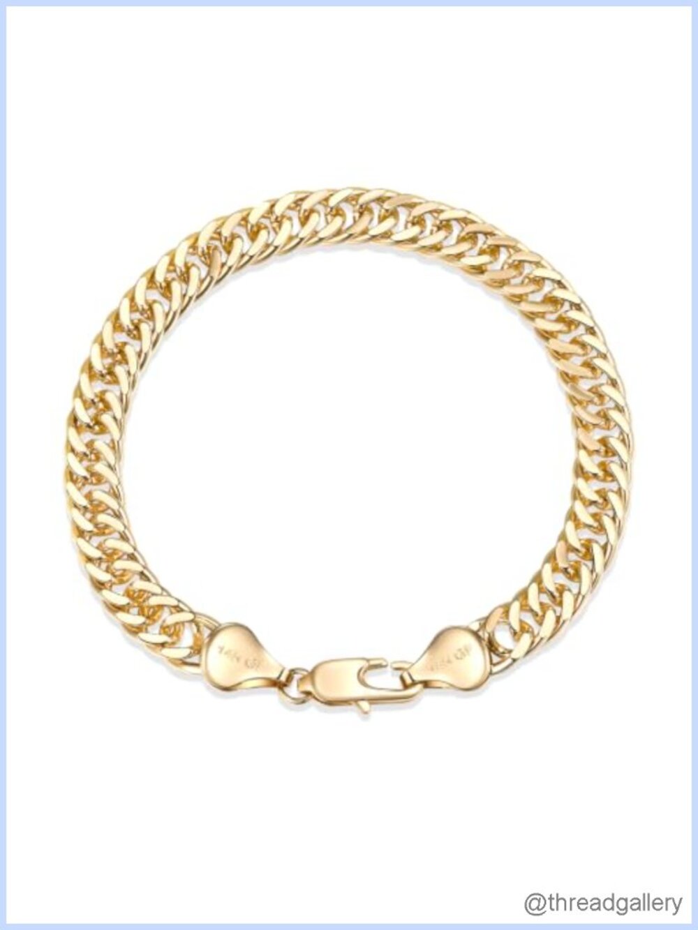 14K Gold Curb Link Bracelet Diamond-Cut Cuban Chain Secure Buckle 8mm
